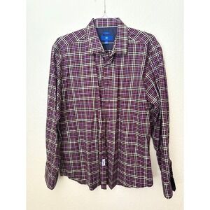 EGARA Non Iron Plaid Long Sleeve Button Up Shirt Preppy Career Classic Office XL